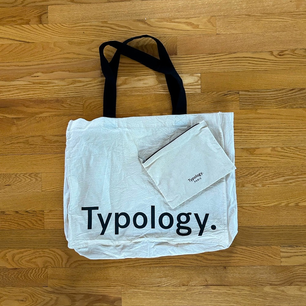 TYPOLOGY 2 piece set Tote Bag and Zippered pouch - NEW never used